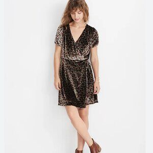 Madewell Velvet Flower Power Dark Floral Autumn Wrap Mini Dress Sz Small✨